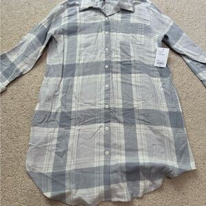 Sonoma Gray and Cream Plaid Nightshirt